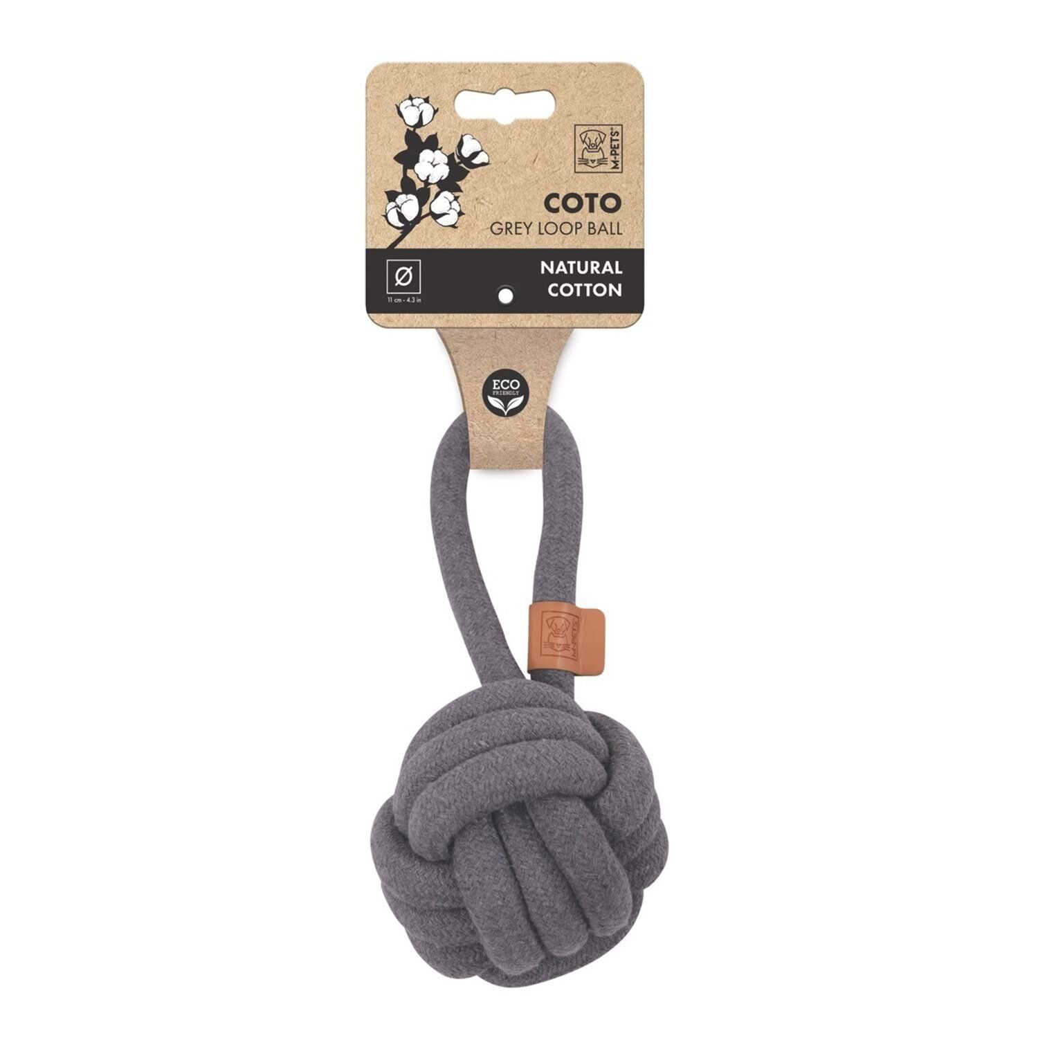 M-PETS COTO GREY LOOP BALL 11CM ÇEKMELİ ÖRGÜ TOP OYUNCAK