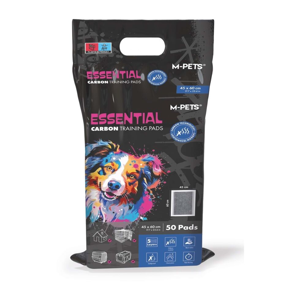M-PETS ESSENTIAL CARBONLU YAPIŞKANLI ÇİŞ PEDİ 45X60CM 50Lİ