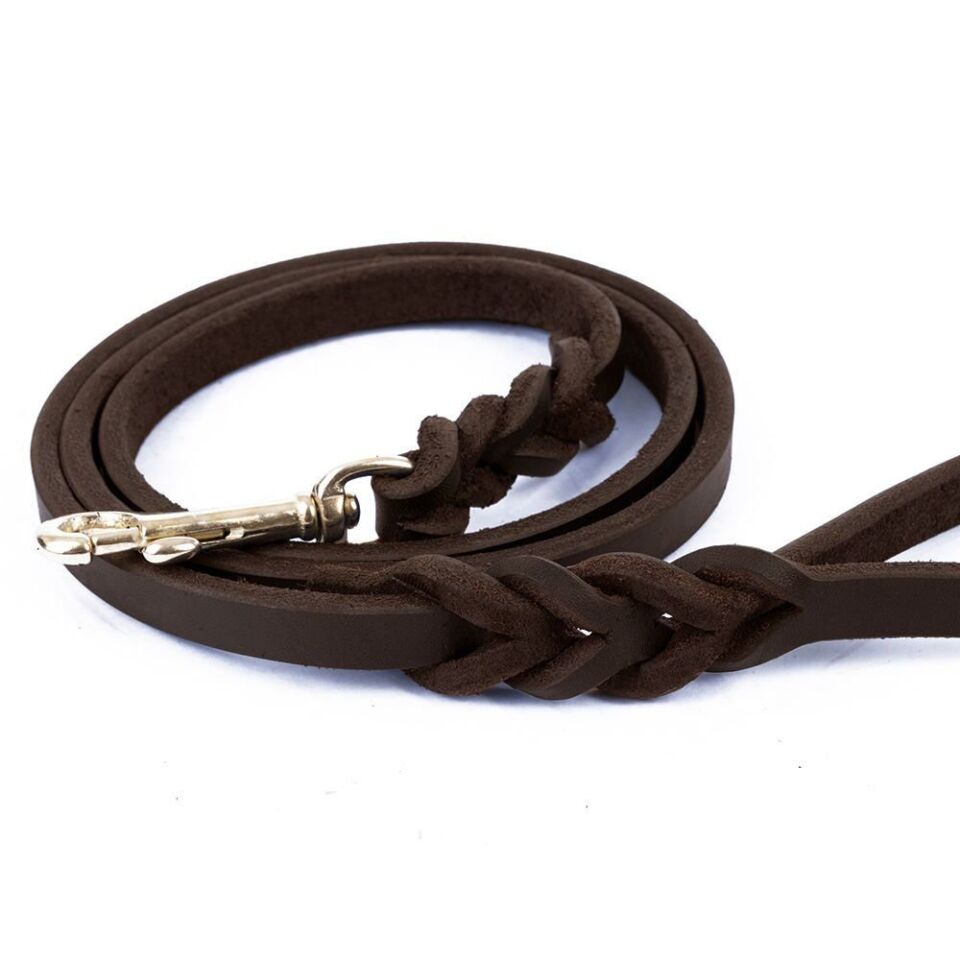 DOGGİE YAĞLI DERİLİ 4 ÖRGÜLÜ EĞİTİM GEZDİRME YAĞLIKAHVE 1,1X180CM