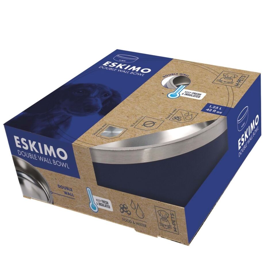 M-PETS ESKIMO ÇİFT CİDARLI MAMA KABI 1.25L BLUE
