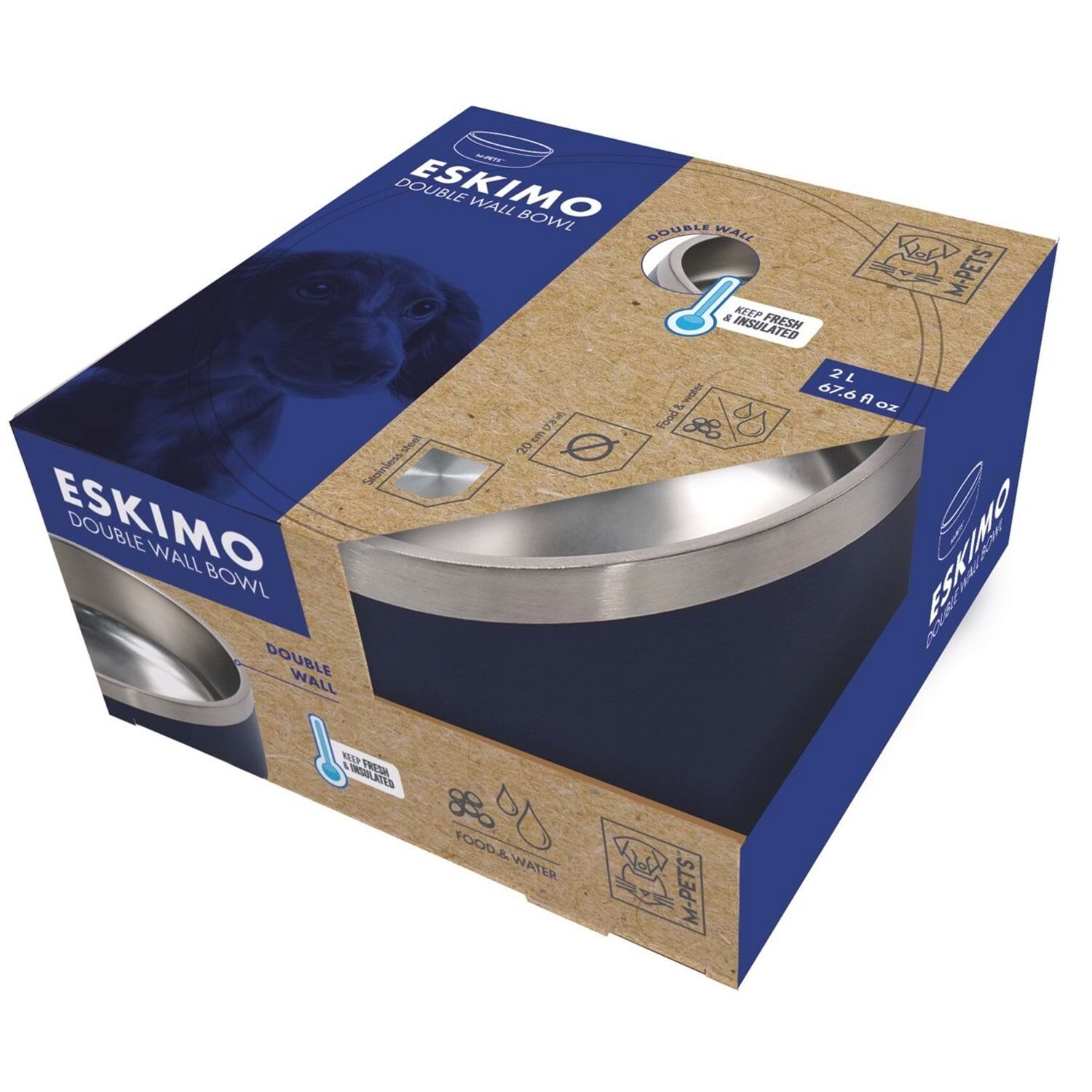 M-PETS ESKIMO ÇİFT CİDARLI MAMA KABI 2L BLUE