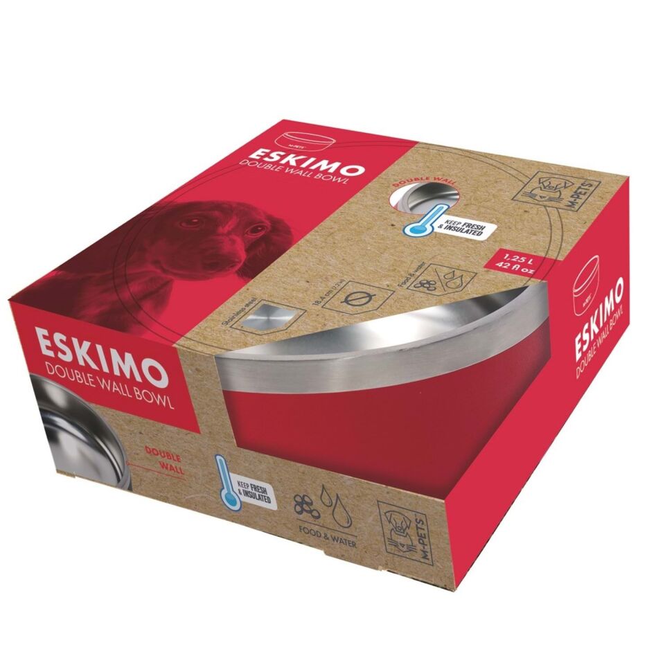 M-PETS ESKIMO ÇİFT CİDARLI MAMA KABI 1.25L RED