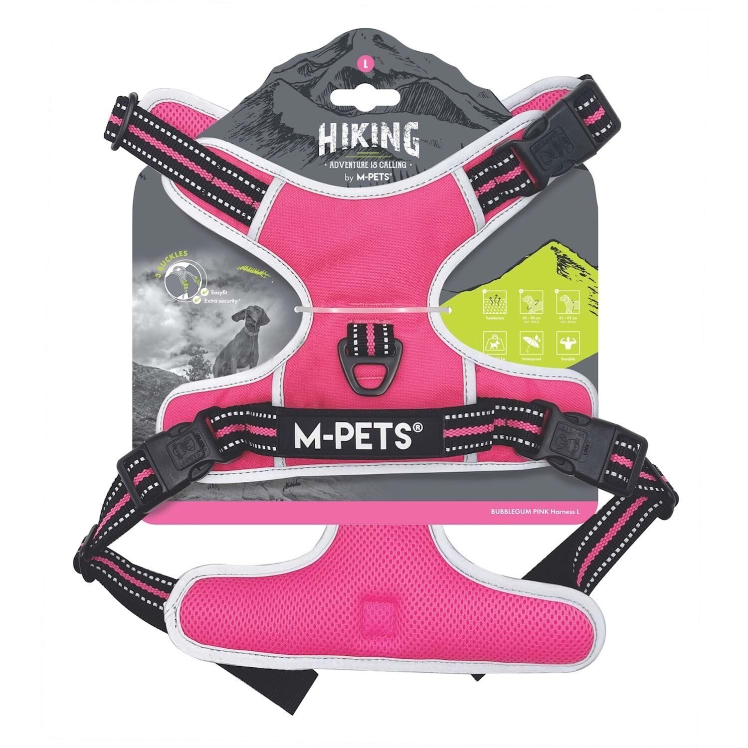 M-PETS HIKING REFLEKTÖRLÜ SOFT SIRT TASMASI PINK (L)