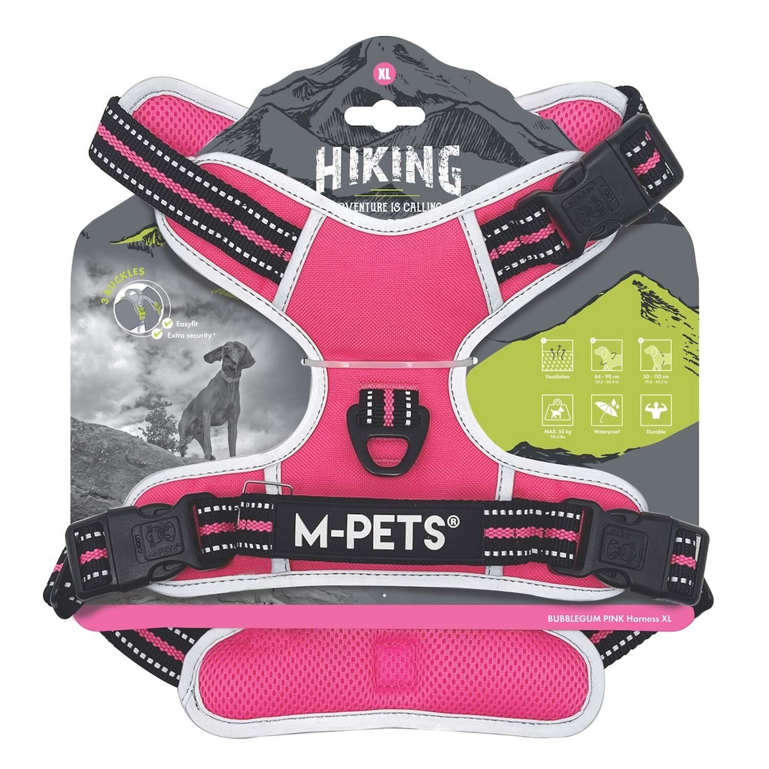 M-PETS HIKING REFLEKTÖRLÜ SOFT SIRT TASMASI PINK (XL)