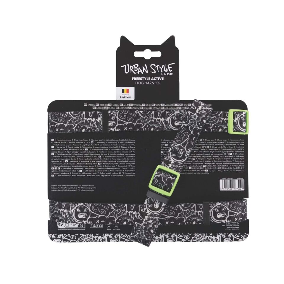 M-PETS URBAN STYLE BLACK/WHİTE ACTİVE KÖPEK GÖĞÜS TASMASI (L)