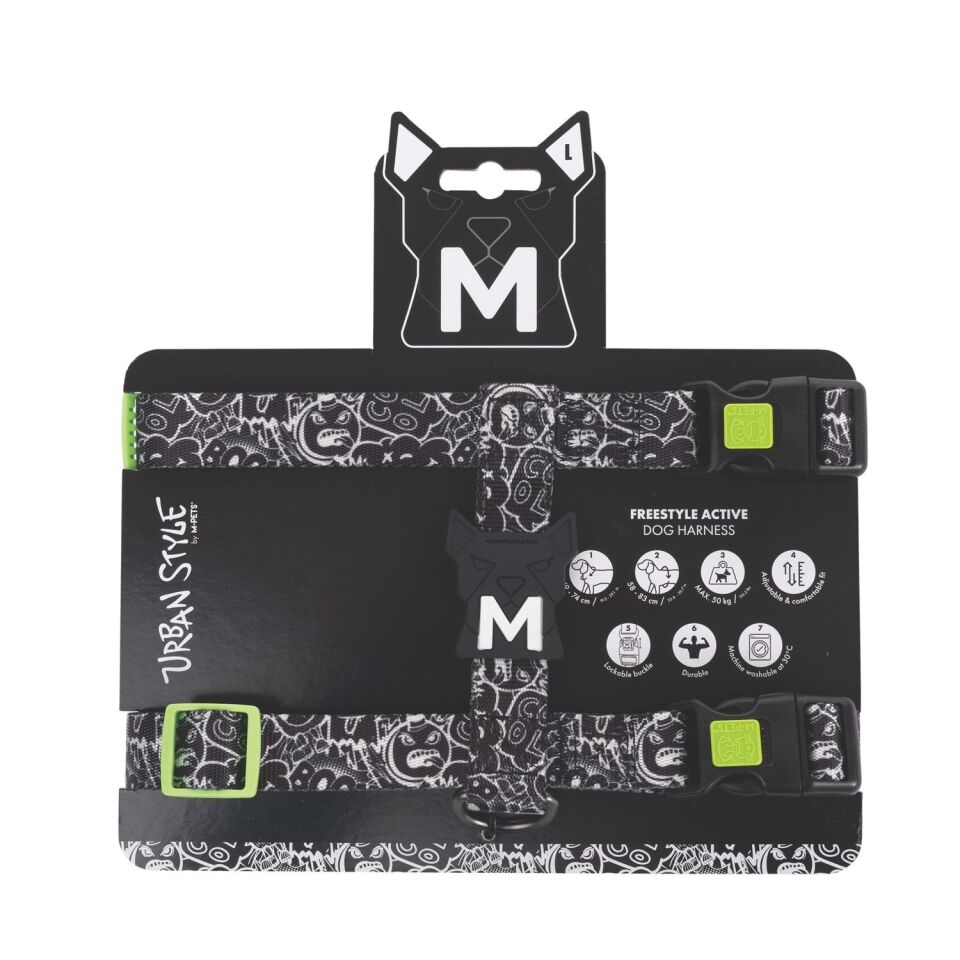 M-PETS URBAN STYLE BLACK/WHİTE ACTİVE KÖPEK GÖĞÜS TASMASI (L)
