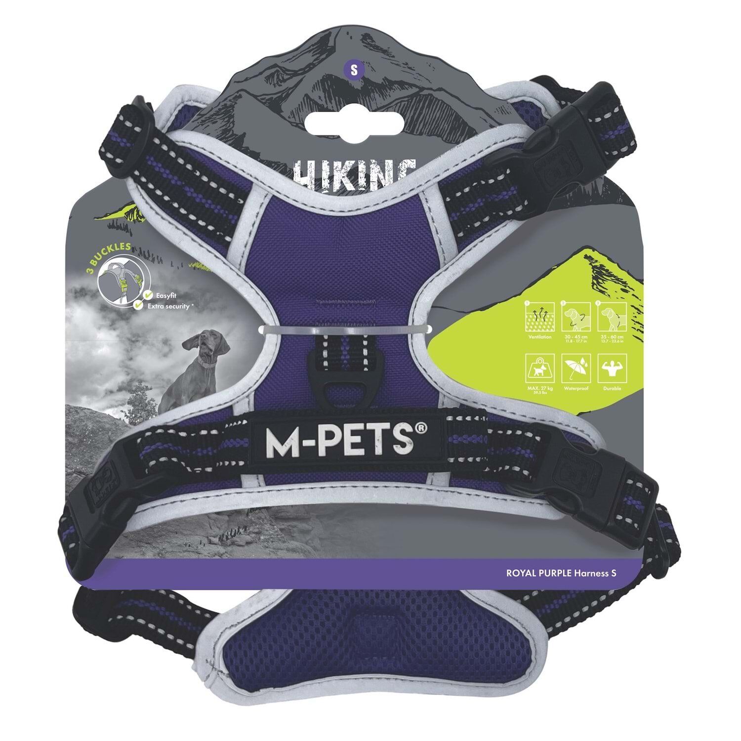M-PETS HIKING REFLEKTÖRLÜ SOFT SIRT TASMASI PURPLE (S)
