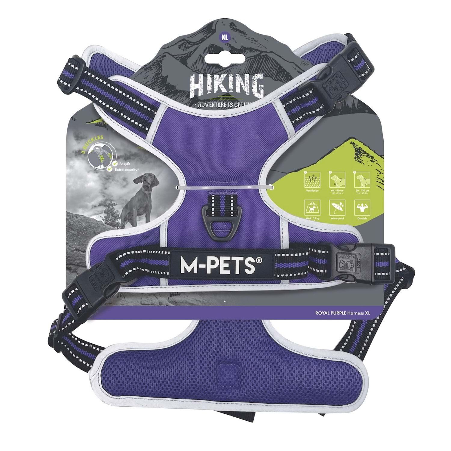 M-PETS HIKING REFLEKTÖRLÜ SOFT SIRT TASMASI PURPLE (XL)