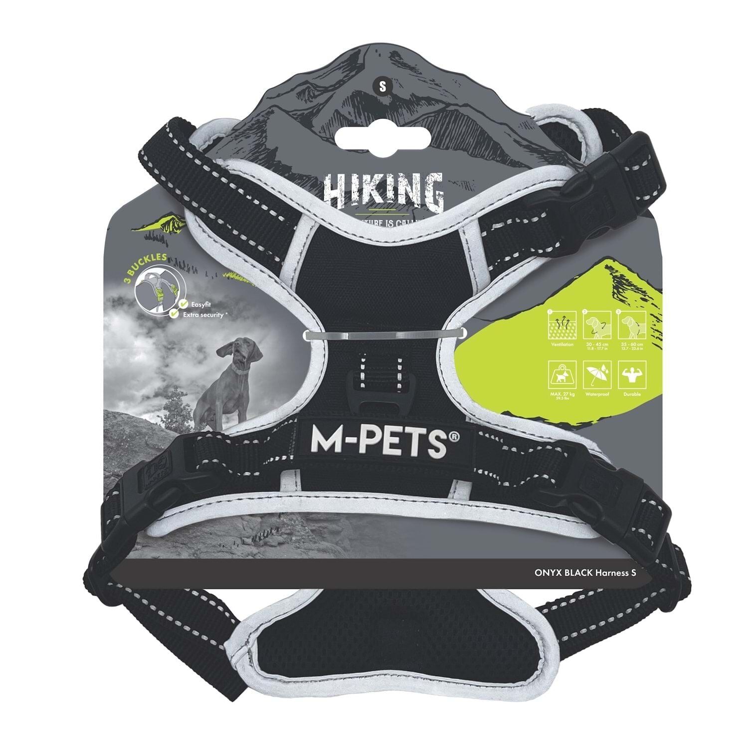M-PETS HIKING REFLEKTÖRLÜ SOFT SIRT TASMASI BLACK (S)