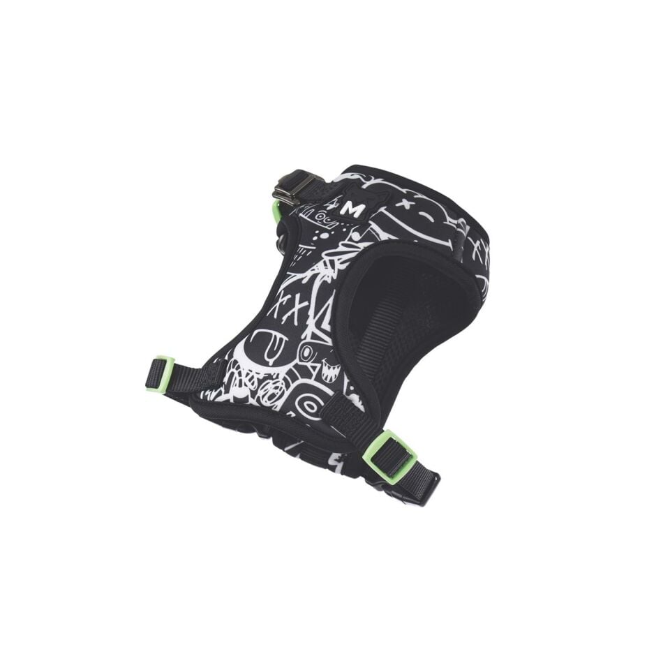 M-PETS URBAN STYLE BLACK/WHİTE EASY FİT KÖPEK GÖĞÜS TASMASI (M)