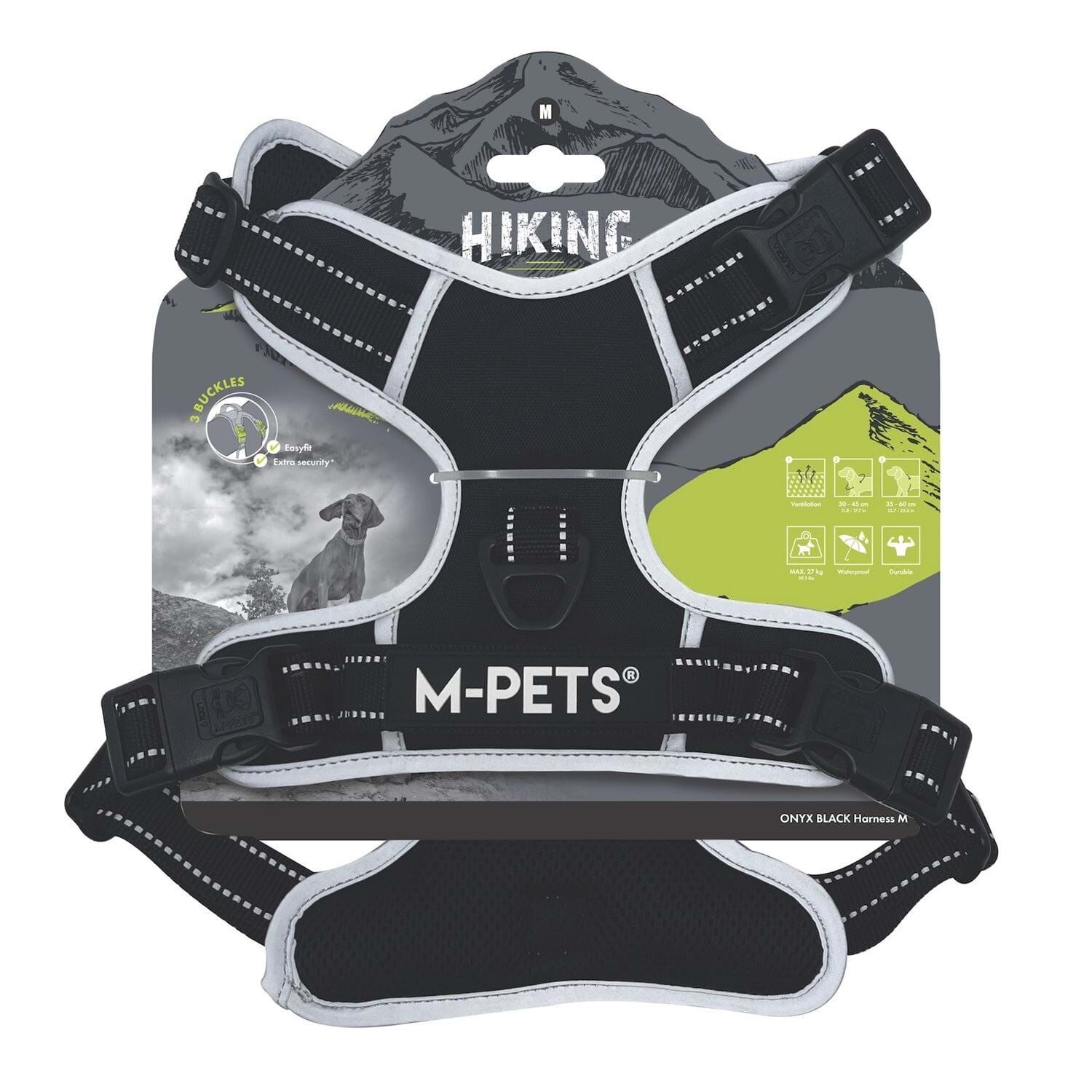 M-PETS HIKING REFLEKTÖRLÜ SOFT SIRT TASMASI BLACK (M)