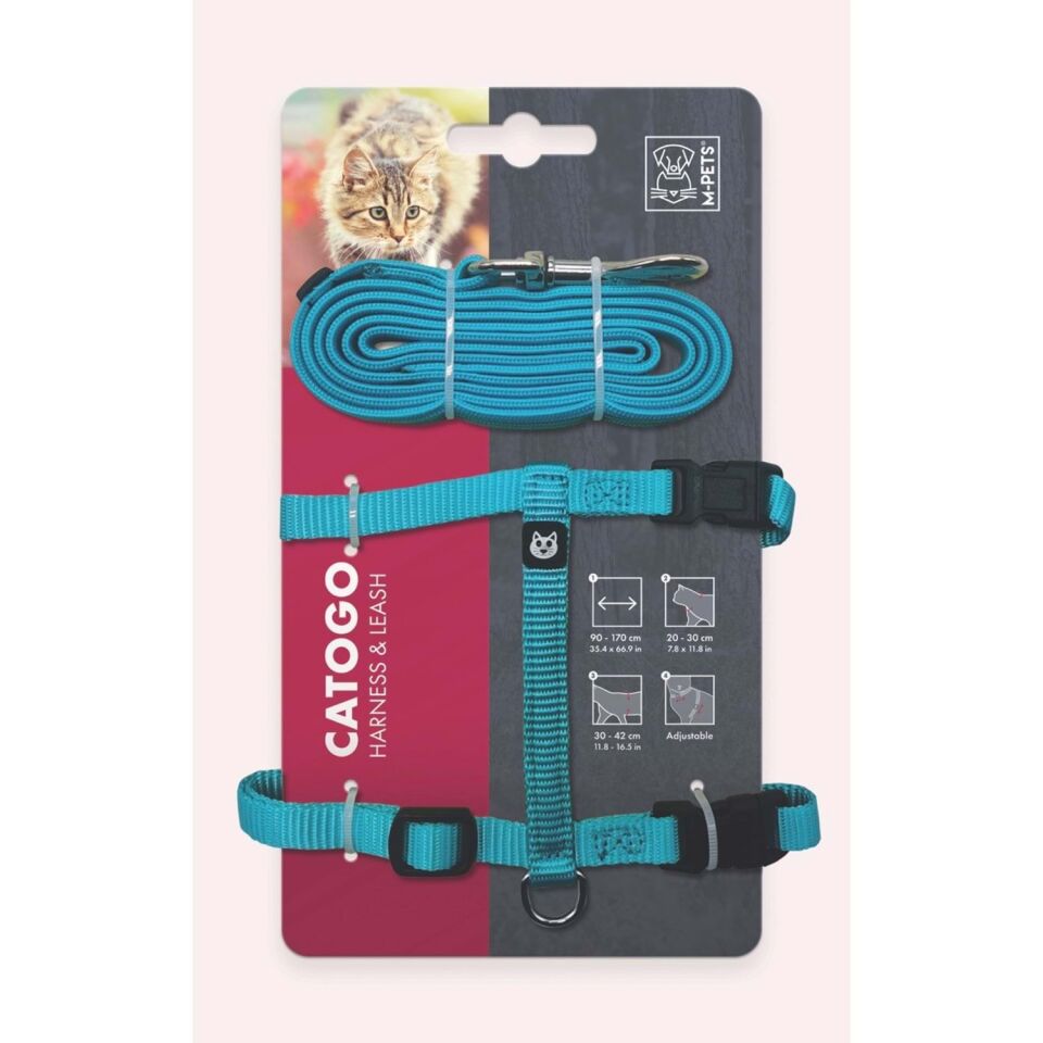 M-PETS CATOGO KEDİ GÖĞÜS TASMASI+GEZDİRME SETİ BLUE