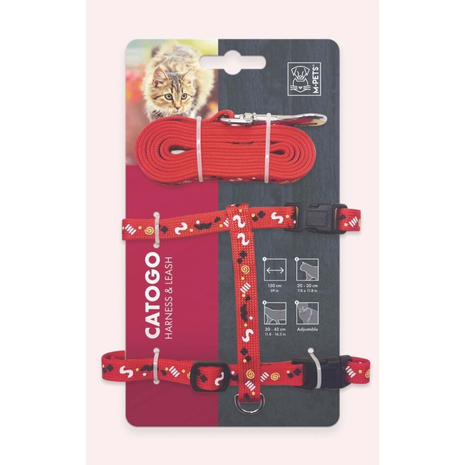 M-PETS CATOGO KEDİ GÖĞÜS TASMASI+GEZDİRME RED