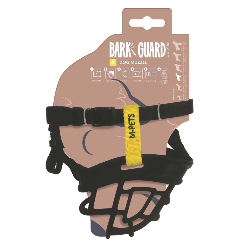 M-PETS BARK GUARD AĞIZLIK (M) BLACK/YELLOW