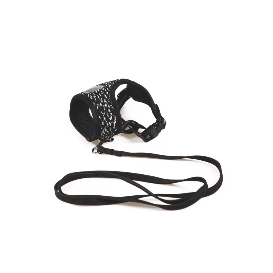 M-PETS LETSGO KEDİ GÖĞÜS TASMASI+GEZDİRME BLACK/WHİTE