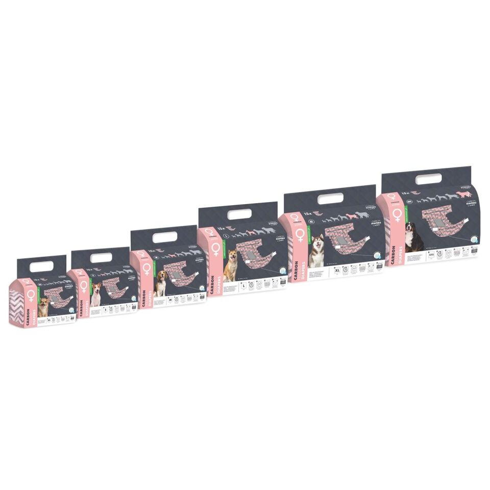 M-PETS CARBONLU DIAPERS DİŞİ KÖPEKLER İÇİN KÜLOT (XL) 15Lİ