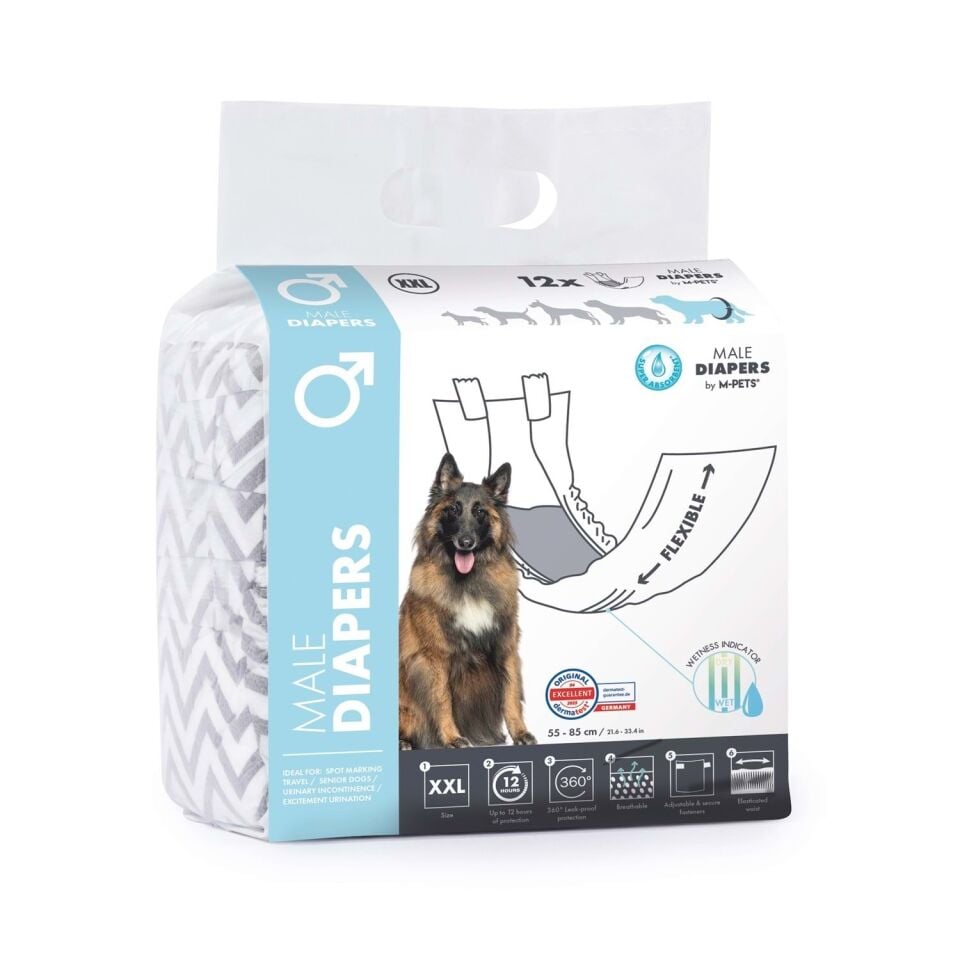 M-PETS DIAPERS ERKEK KÖPEKLER İÇİN KÜLOT (XXL) 12Lİ