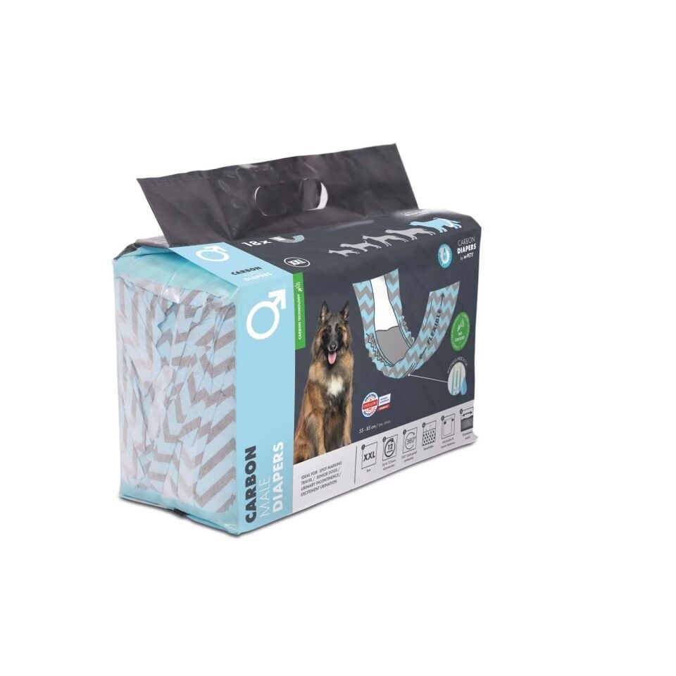 M-PETS CARBONLU DIAPERS ERKEK KÖPEKLER İÇİN KÜLOT (XXL) 18Lİ