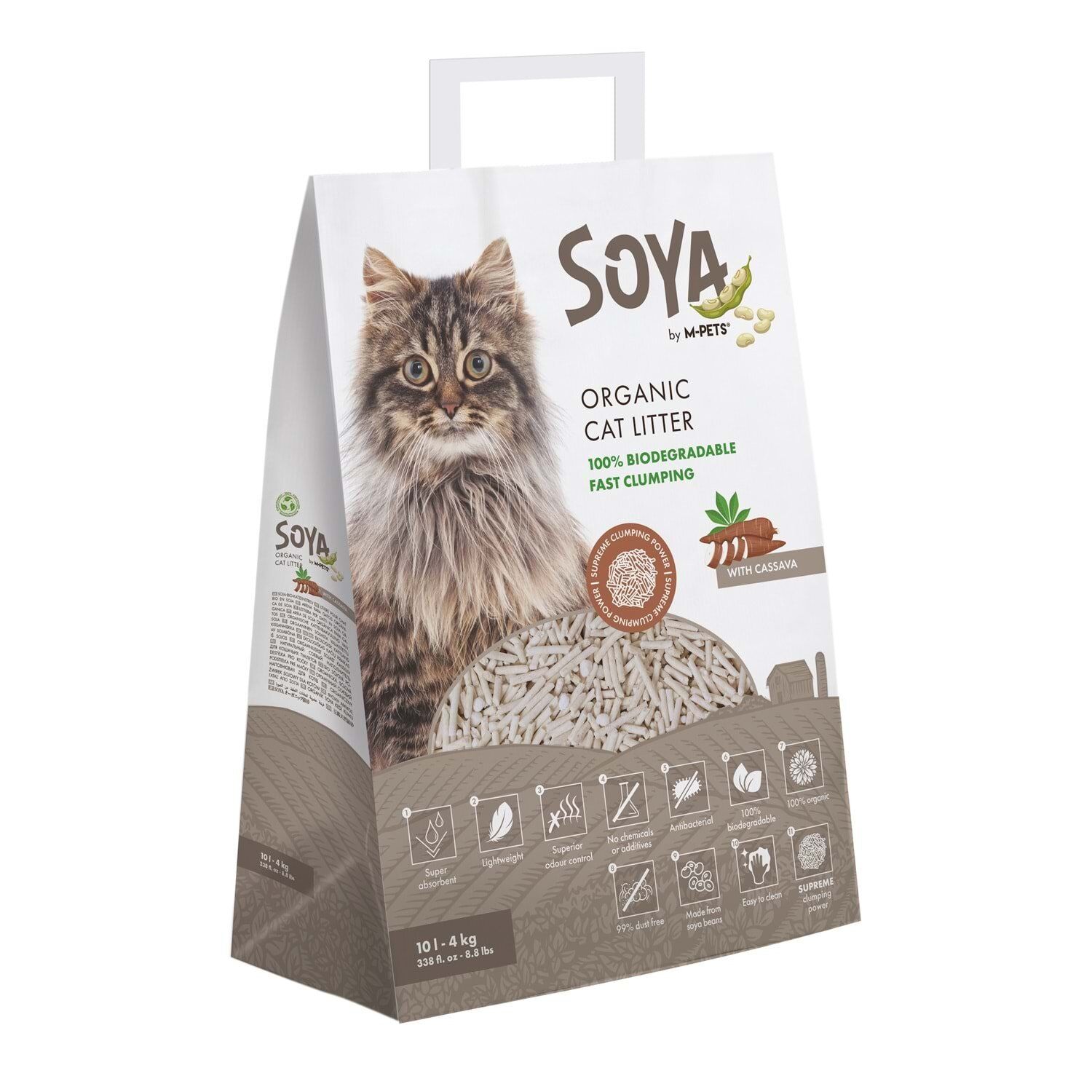 M-PETS SOYA ORGANİK CASSAVA KEDİ KUMU 10L