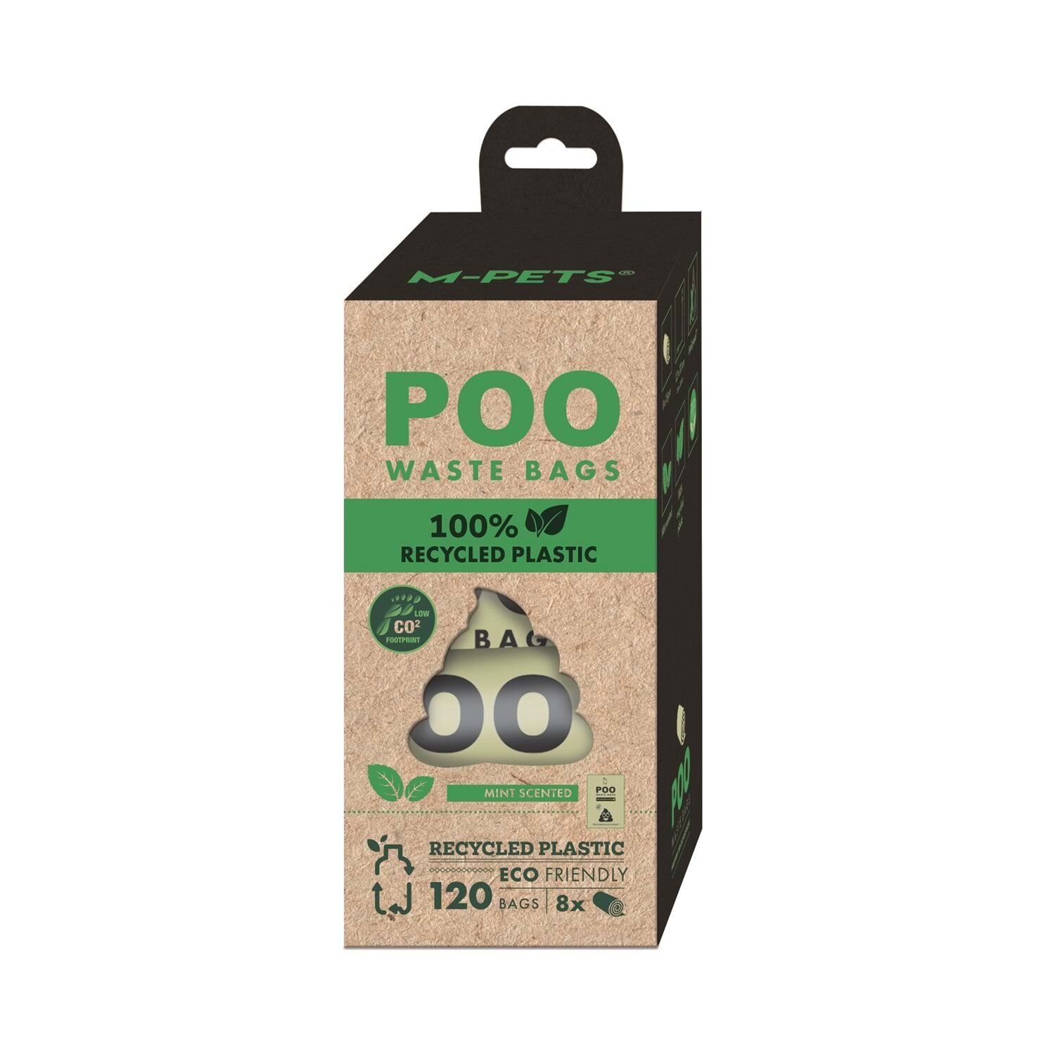 M-PETS POO 100% RECYCLED DIŞKI POŞETİ NANE KOKULU 8X15 YAPRAK