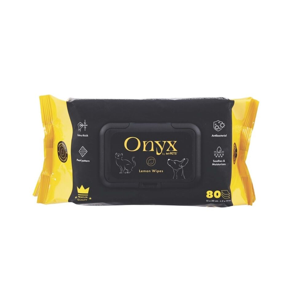 M-PETS ONYX LİMON KOKULU KEDİ ve KÖPEKLER İÇİN TEMİZLEME MENDİLİ 80Lİ