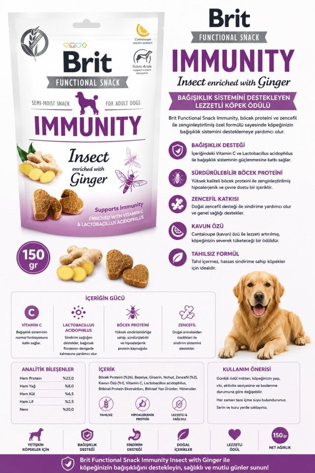 BRIT CARE DOG FUNCT. SNACK IMMUNITY INSECT 150G