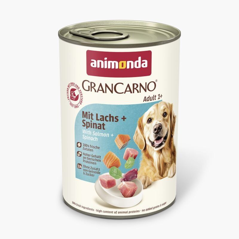 ANİMONDA GRANCARNO ISPANAKLI SOMONLU YETİŞKİN KÖPEK KONSERVESİ 400G