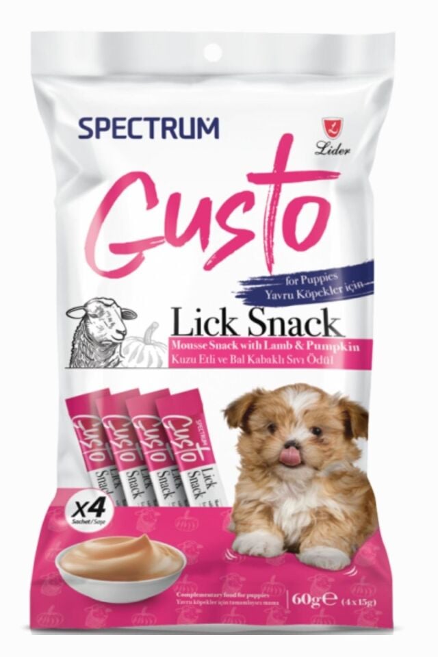 SPECTRUM GUSTO KUZU ETLİ VE BAL KABAKLI YAVRU KÖPEK SIVI ÖDÜLÜ 4X15GR