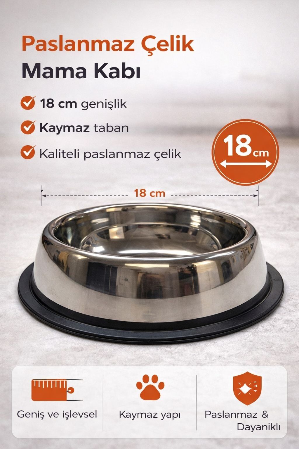NUNBELL ÇELİK MAMA KABI OVAL 18cm