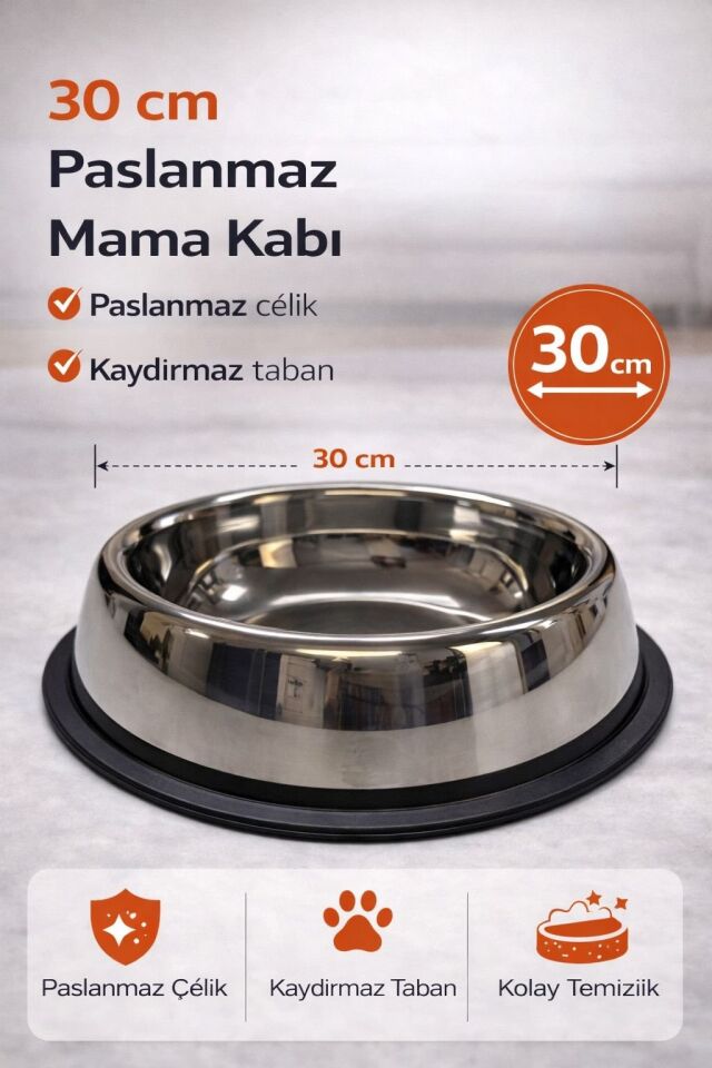 NUNBELL ÇELİK MAMA KABI OVAL 30cm