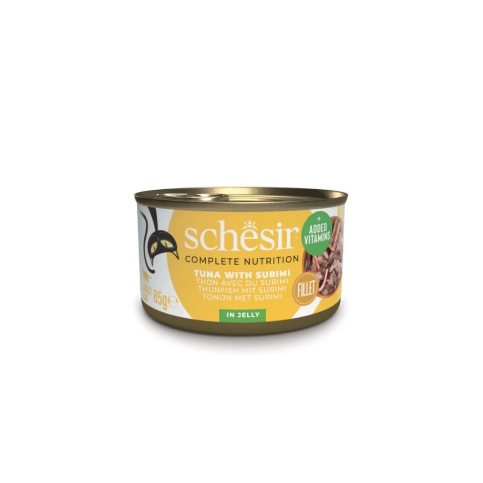 Schesir Jelly Ton Balığı ve Surimi Jöle İçinde Yetişkin Kedi Konservesi 85g