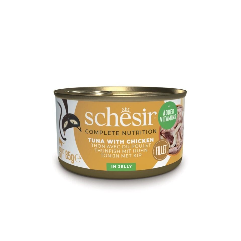 Schesir Jelly Ton Balığı ve Tavuk Jöle İçinde Yetişkin Kedi Konservesi 85g