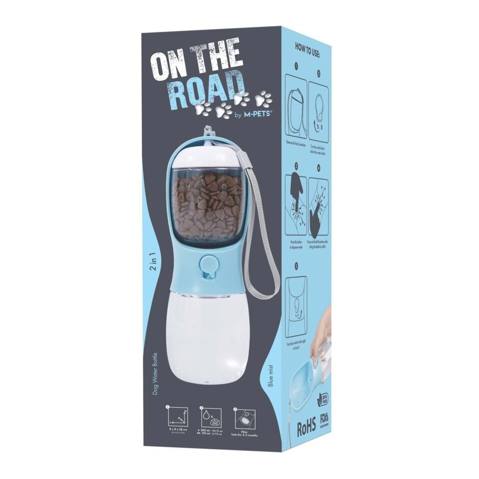 10554799 M-PETS ON THE ROAD 2İN1 KÖPEK SEYAHAT SULUĞU 300ML BLUE
