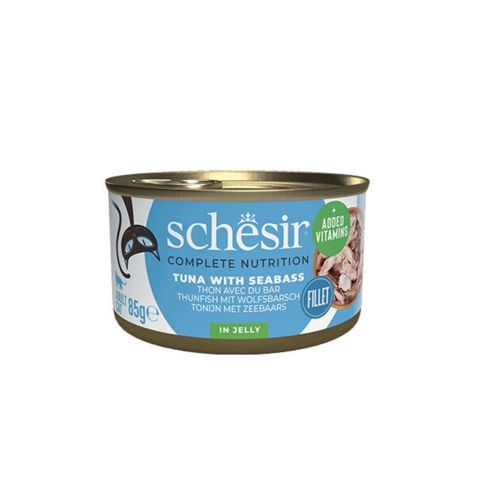 Schesir Jelly Ton Balığı ve Levrek Jöle İçinde Yetişkin Kedi Konservesi 85g