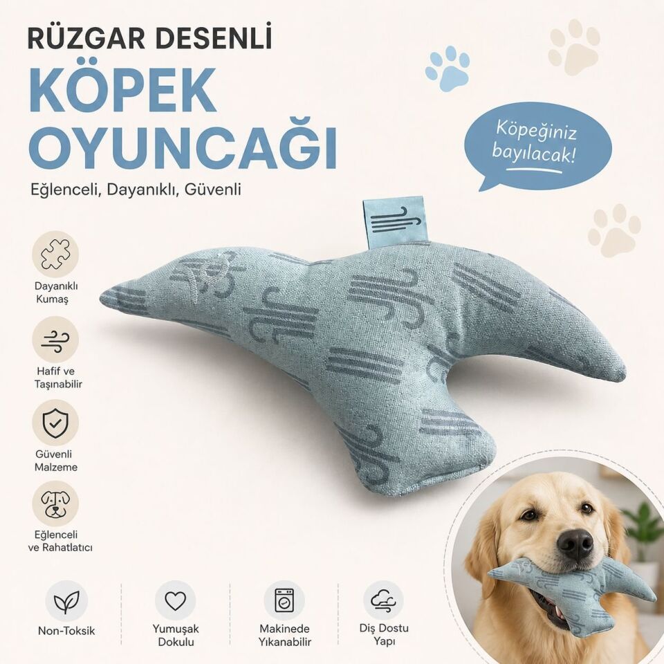 Rüzgar Desenli Balık Köpek Oyuncağı