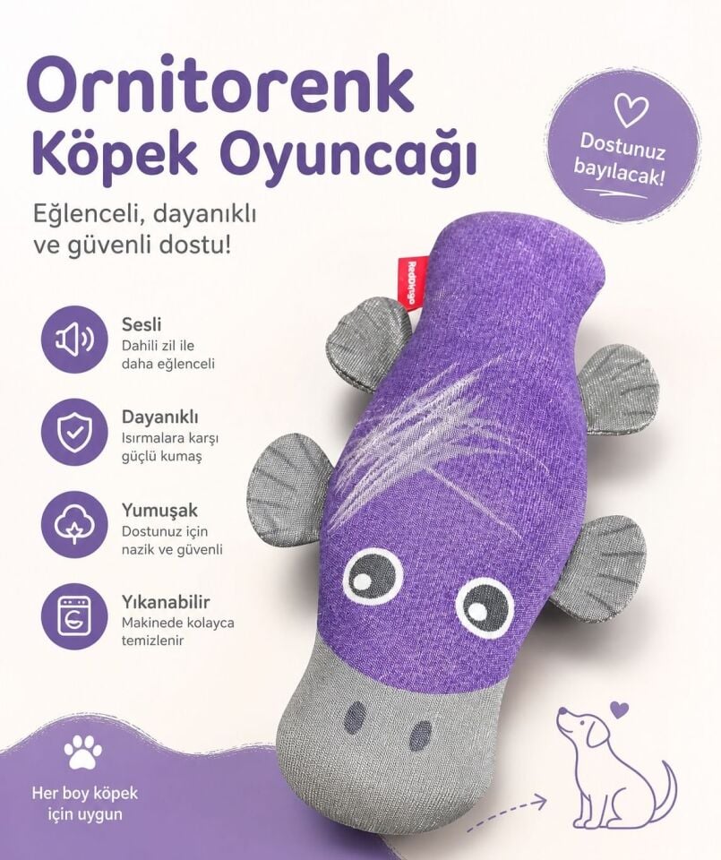 Reddingo Dayanıklı Yumuşak Köpek Oyuncağı - Ornitorenk