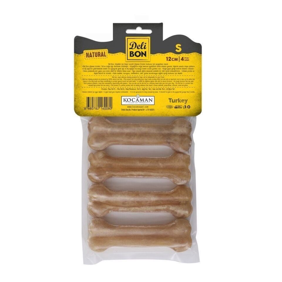 DELİBON KEMİK KÖPEK ÖDÜL MAMASI 12CM 4 ADET NATÜREL