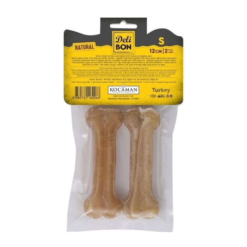 DELİBON KEMİK KÖPEK ÖDÜL MAMASI 12CM 2 ADET NATÜREL