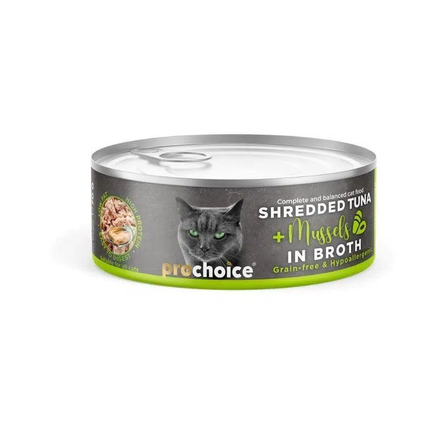 PROCHOICE DELUXE SHRD TUNA&MUSSEL IN BROTH CAT 70G