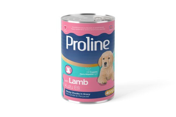 PROLİNE SOS İÇİNDE ET PARÇACIKLI KUZU ETLİ YAVRU KÖPEK MAMASI 400 GR