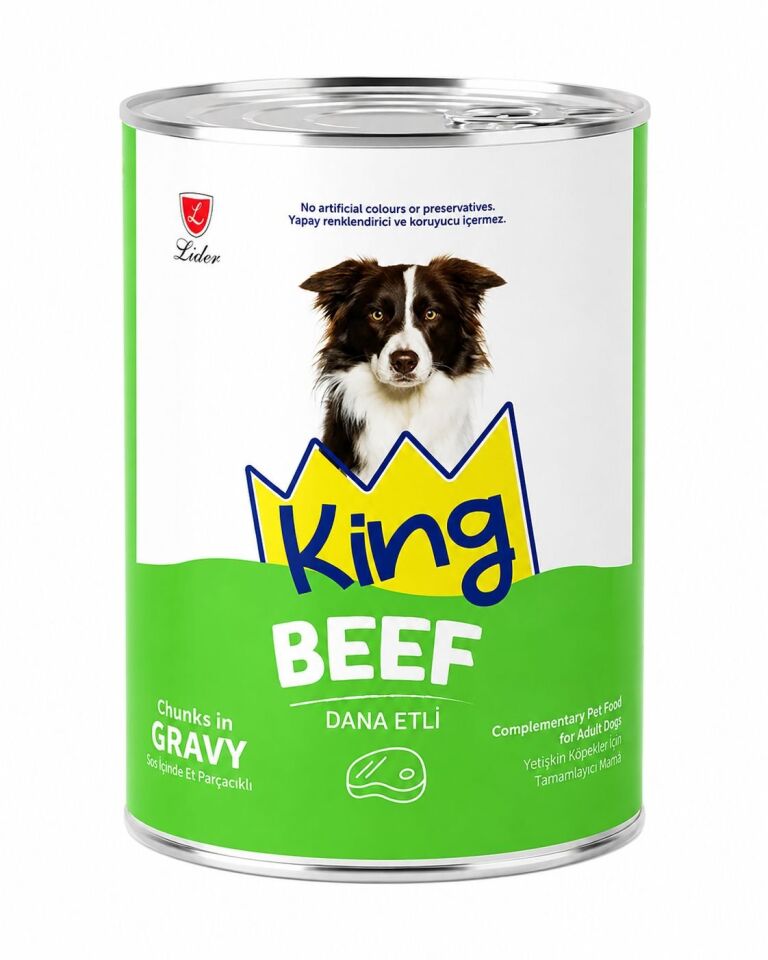 KİNG SOS İÇİNDE PARÇACIKLI DANA ETLİ YETİŞKİN KÖPEK KONSERVE 400 G