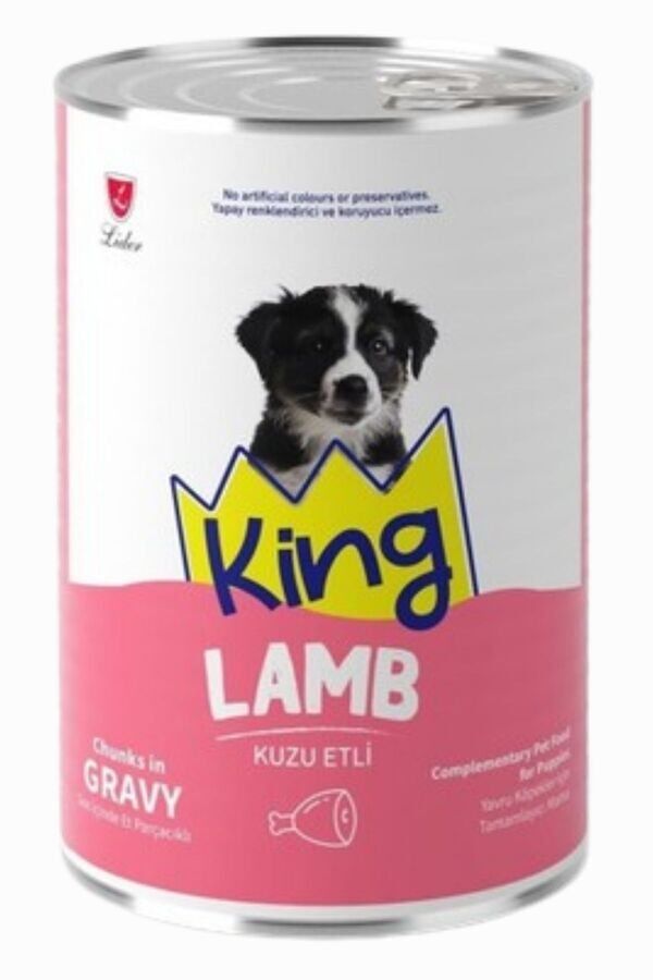 KİNG SOS İÇİNDE ET PARÇALI KUZU ETLİ YETİŞKİN KÖPEK KONSERVE 400 G