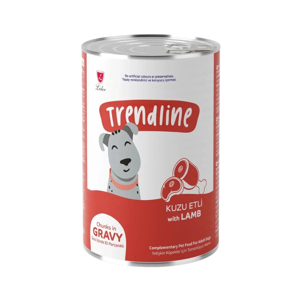 TRENDLINE KONSERVE SOS İÇİNDE ET PARÇACIKLI KUZU ETLİ YETİŞKİN KÖPEK MAMASI 400 G