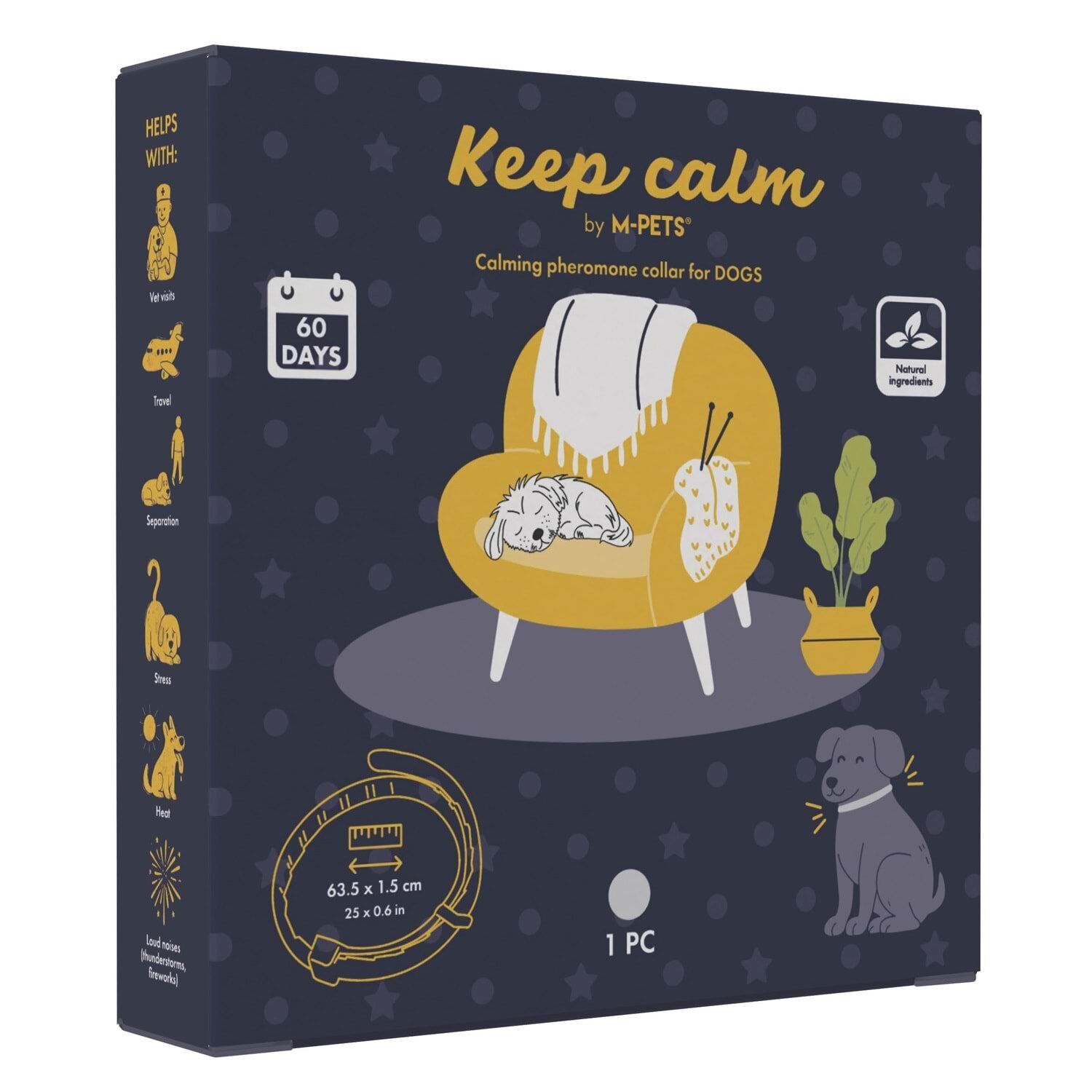 M-PETS KEEP CALM CALMİNG SAKİNLEŞTİCİ KÖPEK TASMASI GRİ