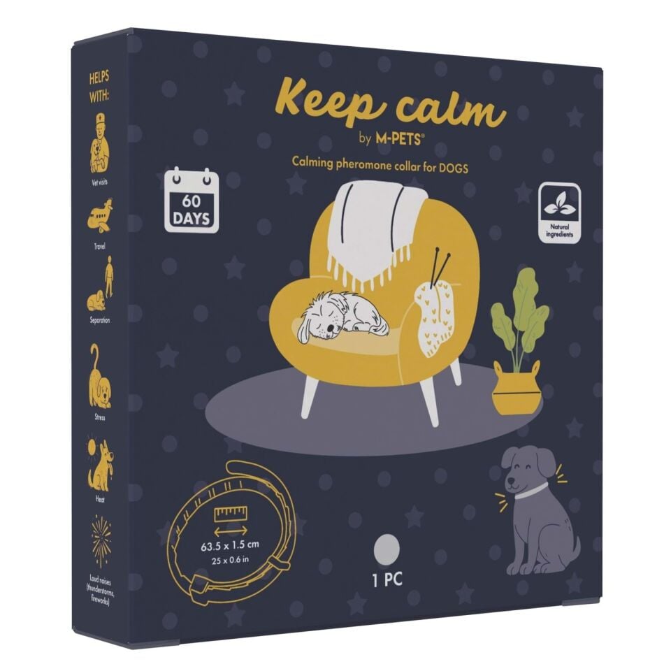 M-PETS KEEP CALM CALMİNG SAKİNLEŞTİCİ KÖPEK TASMASI GRİ