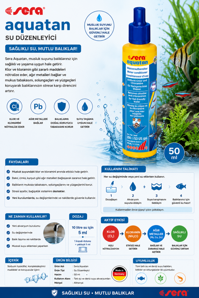 Sera Aquatan 50ml Su Düzenleyici