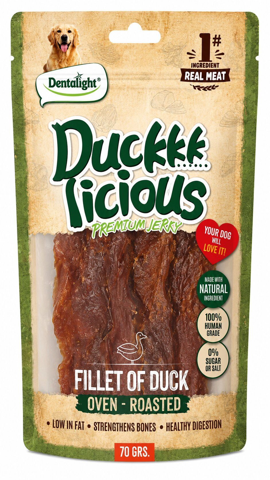 DENTALİGHT DOG DUCK LİCİOUS FİLLET OF DUCK 70G TEKLİ