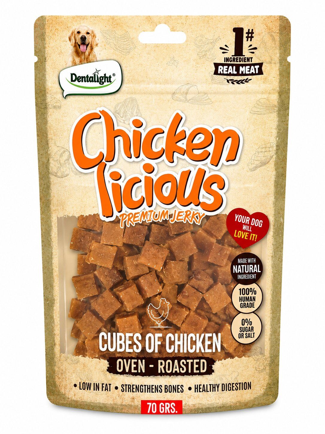 DENTALİGHT DOG CHİCKEN CUBE OF CHİCKEN 70G TEKLİ
