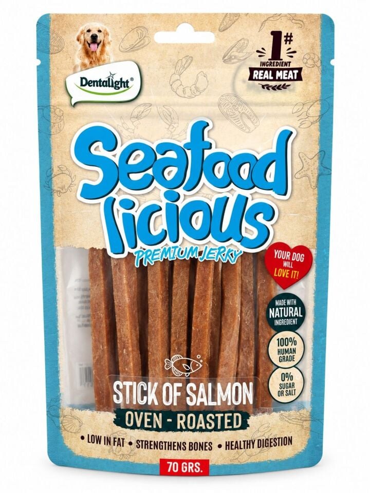 DENTALİGHT DOG SEAFOOD LİCİOUS STİCK OF SALMON 70G TEKLİ