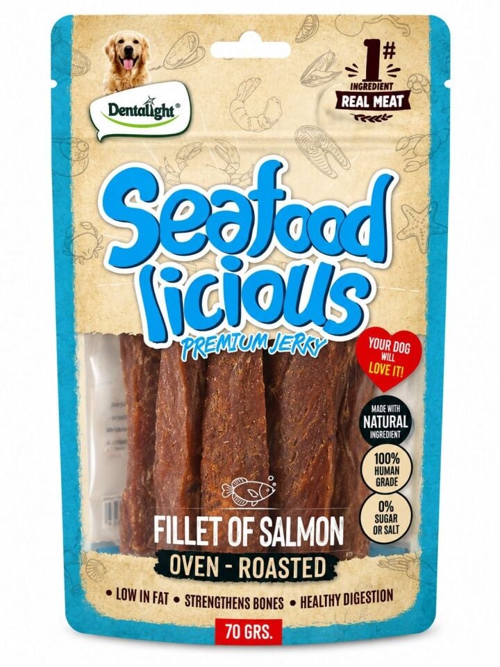 DENTALİGHT DOG SEAFOOD LİCİOUS FİLLET OF SALMON 70G TEKLİ